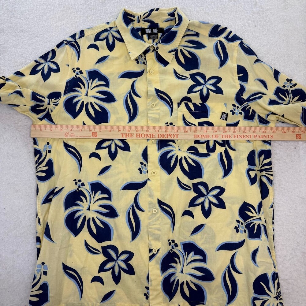 Hussong Men's Hawaiian Yellow Cotton Shirt Short Sleeve Button Down Size Large - Picture 5 of 5